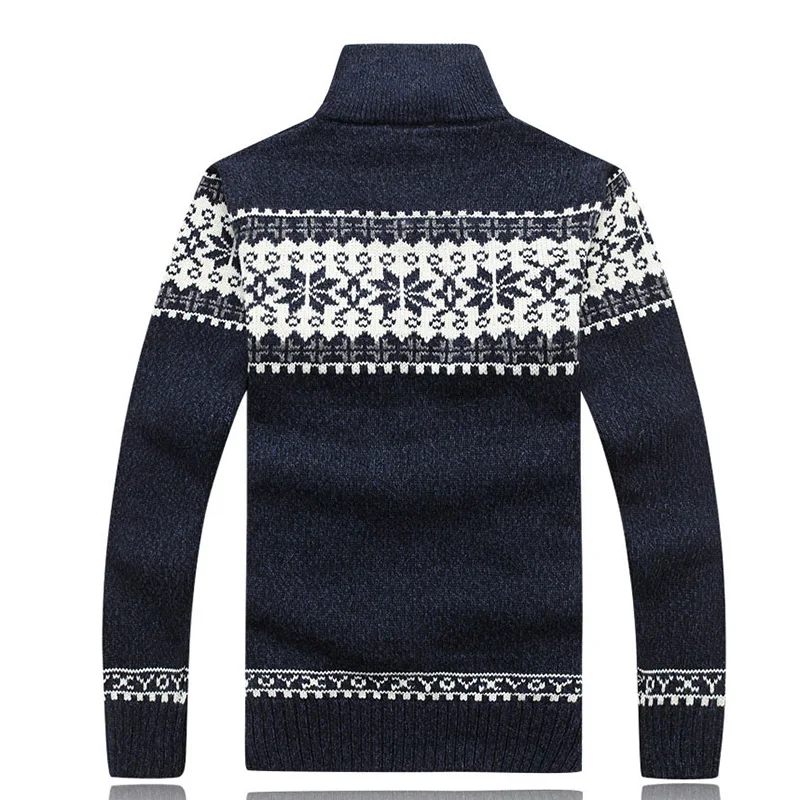 

Winter Thick Men's Knitted Sweater Coat Off White Long Sleeve Cardigan Fleece Full Zip Male Causal Plus Size Clothing for Autumn