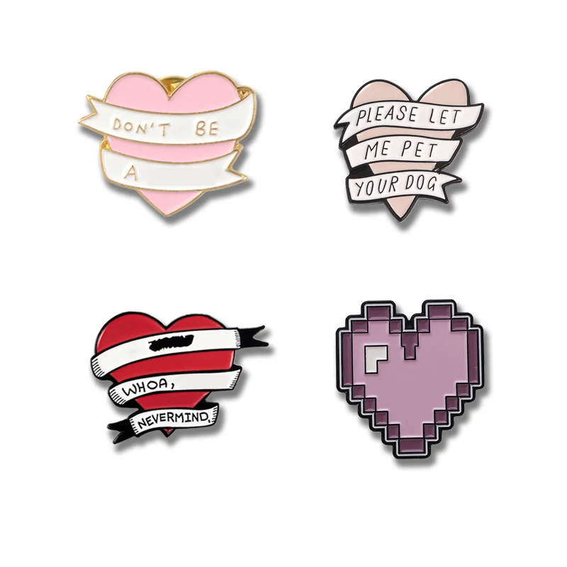 Эмалированная заколка для лацкана в виде сердца из ленты с мозаикой фиолетового