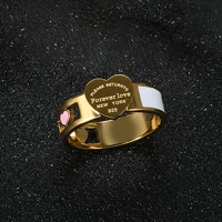 trendy hollow colorful enamel heart lover ring for women men gold plating simple stainless steel finger rings fashion jewelry
