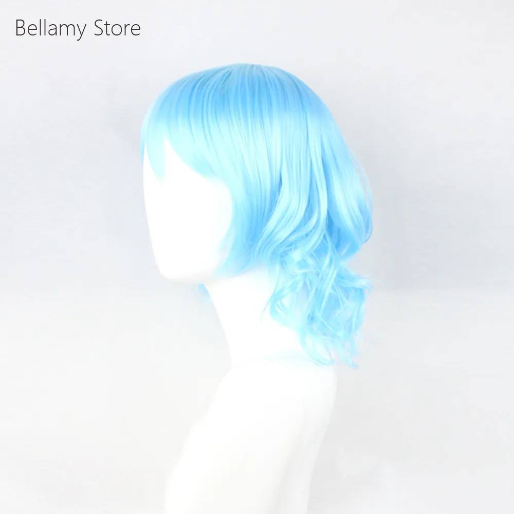 Парик для косплея East Project COS Tatara Kogasa голубой короткий кудрявый парик на заказ +