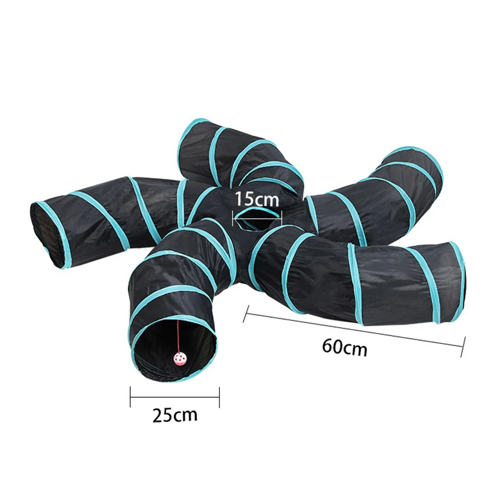 

2021 New Large Foldable Cat Tunnel For Indoor With Play Ball S-shape 5 Way Collapsible Interactive Pet Cat And Dog Toy