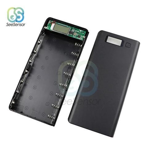 Black 8X18650 блок питания зарядное устройство для мобильного телефона двойной USB DIY Корпус ЖК-дисплей 5 В - Цвет: Black