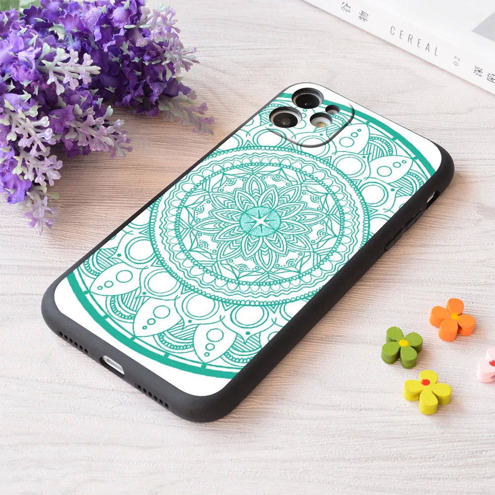 

For iPhone Circle Of Cyan Print Soft Matt Apple Case