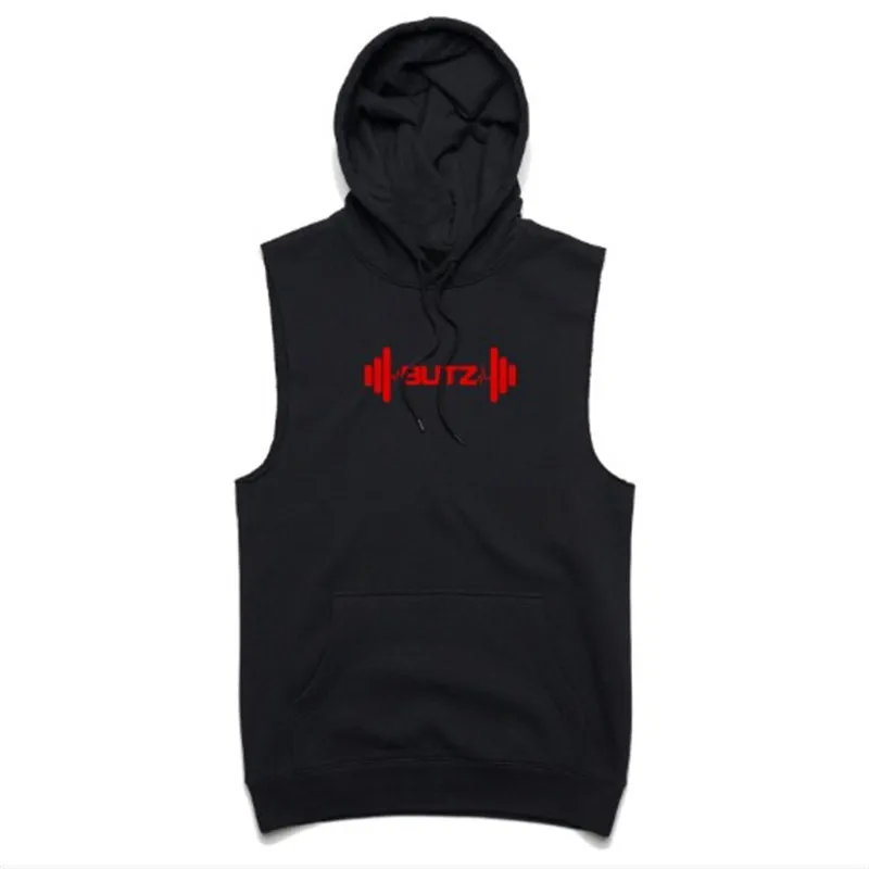 Новая модная мужская рубашка без рукавов с капюшоном для тренажерных залов