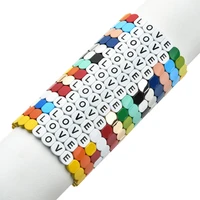 zmzy rainbow letter bracelet tile bracelets for women love gifts bohemian bangle jewelry colorful friendship pulseira