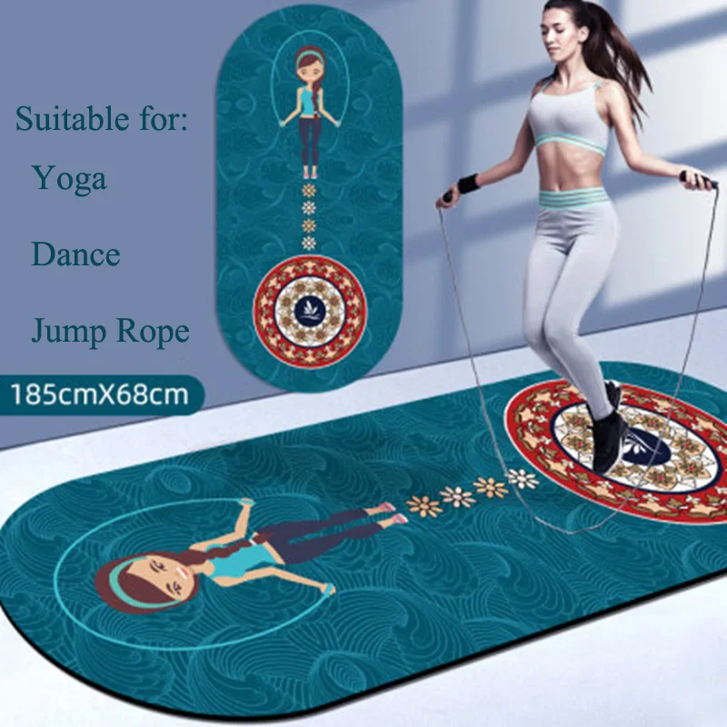 

185CM Mute Non-Slip Jump Rope Mat Suede Yoga Mat Exercise Mat Shock Anti-noice Workouts Silent Pilates Meditation Mat Cushion