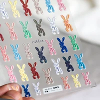 1 pc embossed rabbit hollow white love nail art stickers retro text adhesive transfer manicure decoration decal accessories zx23
