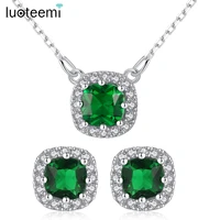 luoteemi women classic squar cut multicolor white gold color necklace earrings sets women fine daily life jewelry wholesale