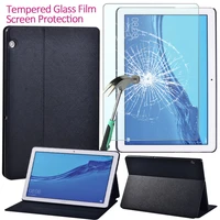 tablet case for huawei mediapad t5 10 10 1 inch ags2 w09w19l03l09 high quality flip leather stand cover case tempered glass