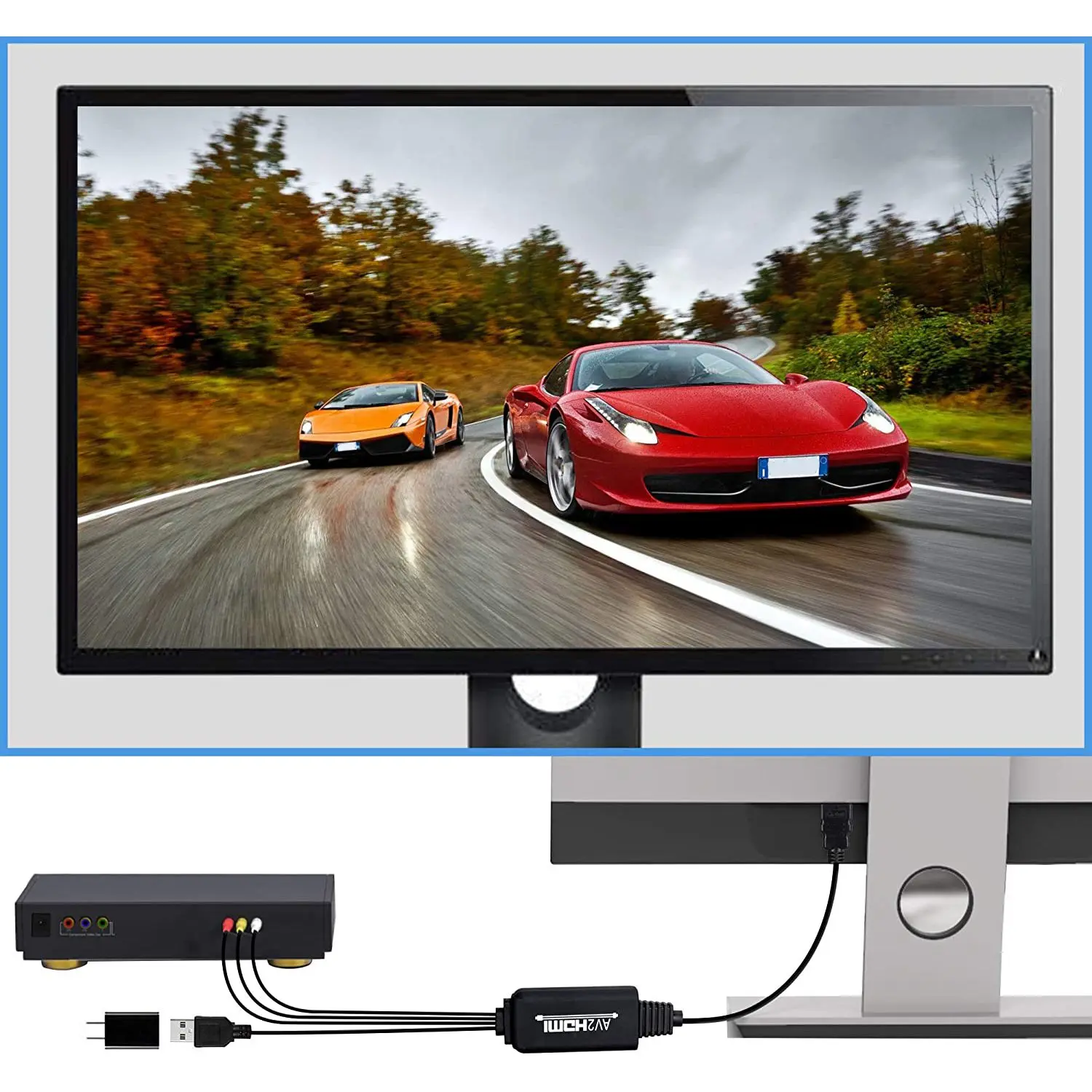RCA в HDMI конвертер o с USB кабель для зарядки Мини AV 3RCA CVBS композитный к 1080P адаптер |