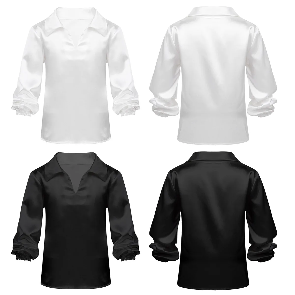 Атласная танцевальная рубашка для мальчиков с длинным рукавом и