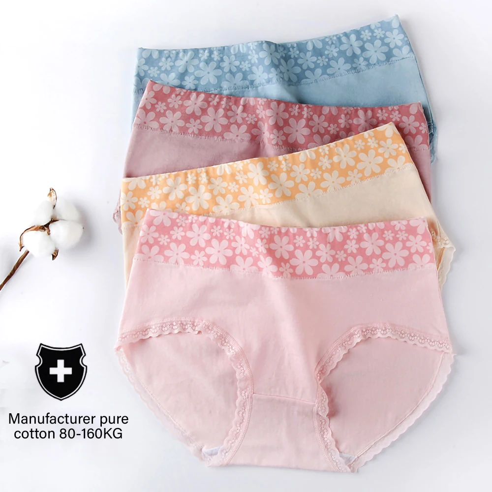 

Japanese Lace Underwear Women Panties Pure Cotton Mid-waist Large Size Breathable Women Underwear Cotton Underwear Briefs M-XXL