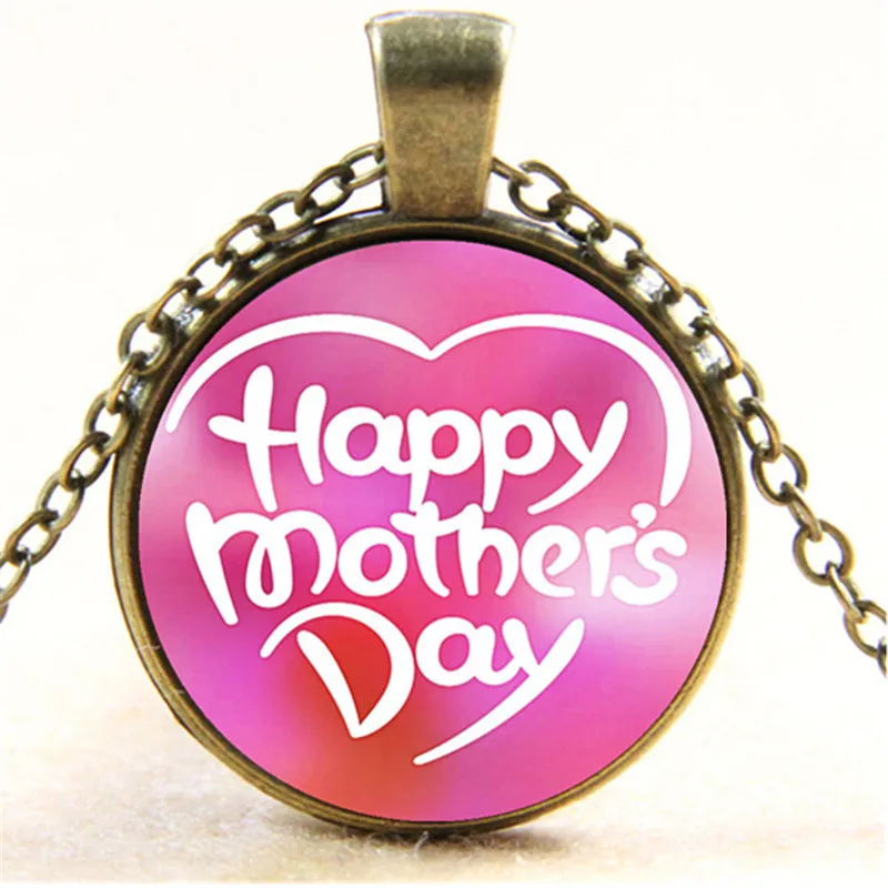 

Happy Mother‘s Day Photo Cabochon Glass Chain Necklace,Charm Creative Women Pendants Fashion Jewelry Accessory,Friend Gifts