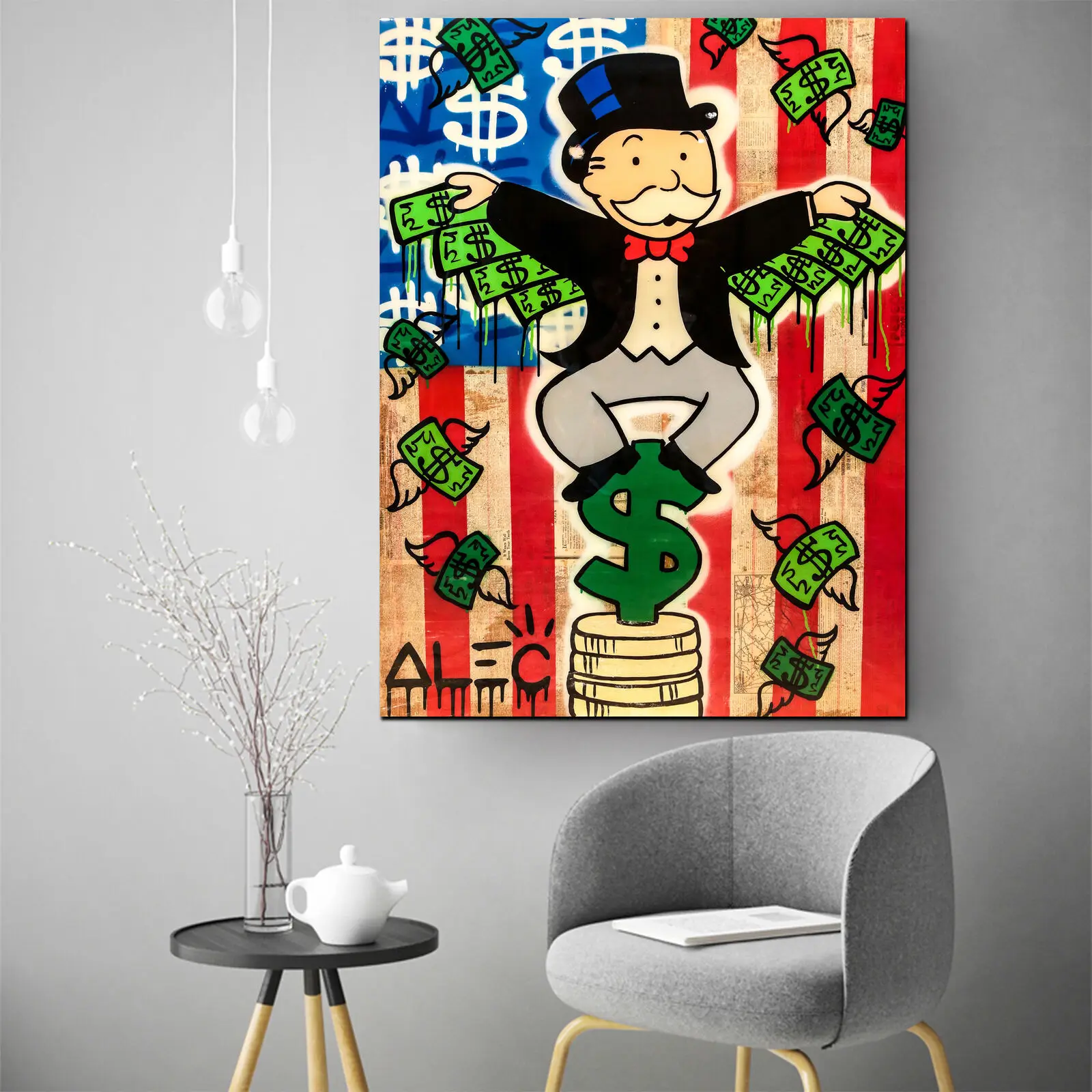 Алек монополии деньги крылья абстрактный украшение на стену живопись маслом