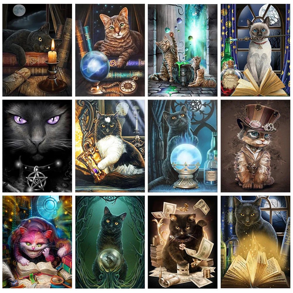 

5D DIY Cartoon Cat Diamond Painting Full Square/round Rhinestone Inlaid Animal Mosaic High Quality Handmade Home Decoration