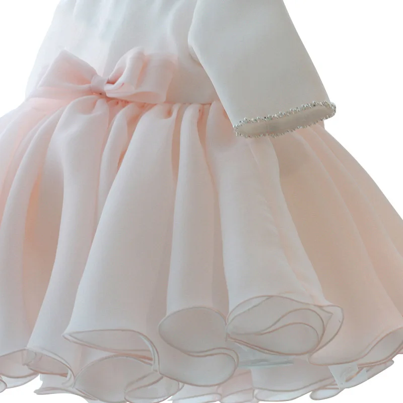 

Little Baby Girls Beading Ball Gown Girl Cute Lace Bow Puffy Flower Girls Baptism Dress for Kids Birthday Princess Dresses 1-12T