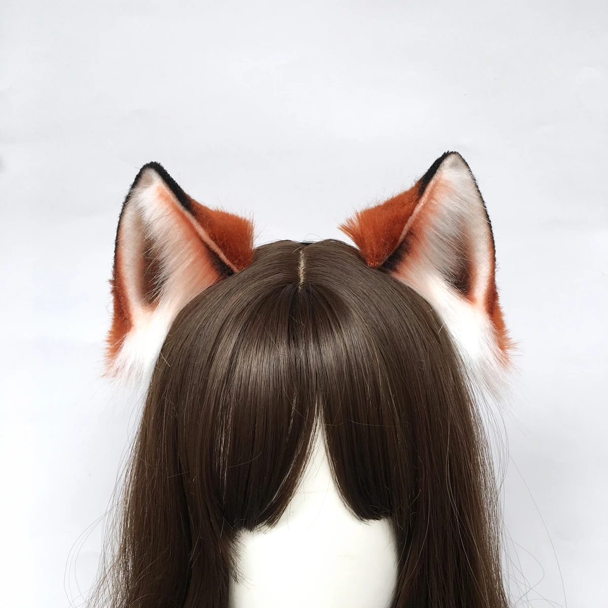 Hand Made Cat White Back Orange Ears Hairhoop Hairbands Headband Headwear for Lovely KC Lolita Cosplay Costume Accessories