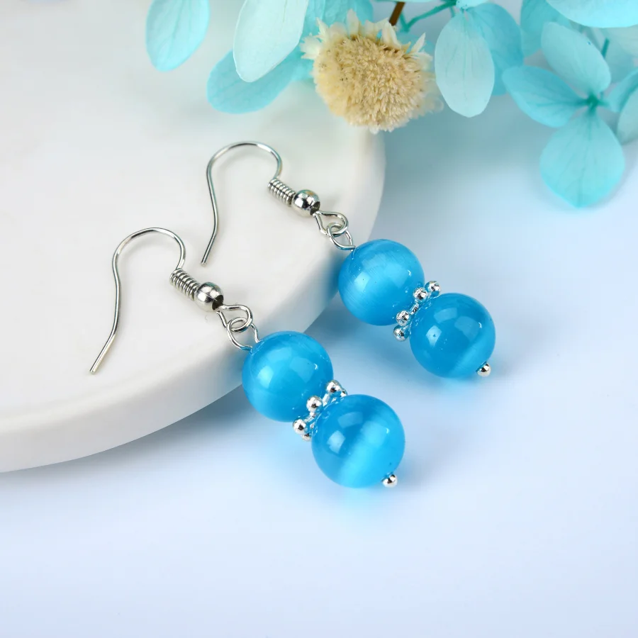 Натуральный Опал 10 мм синий набор бусин цепочка опал ожерелье браслет серьги