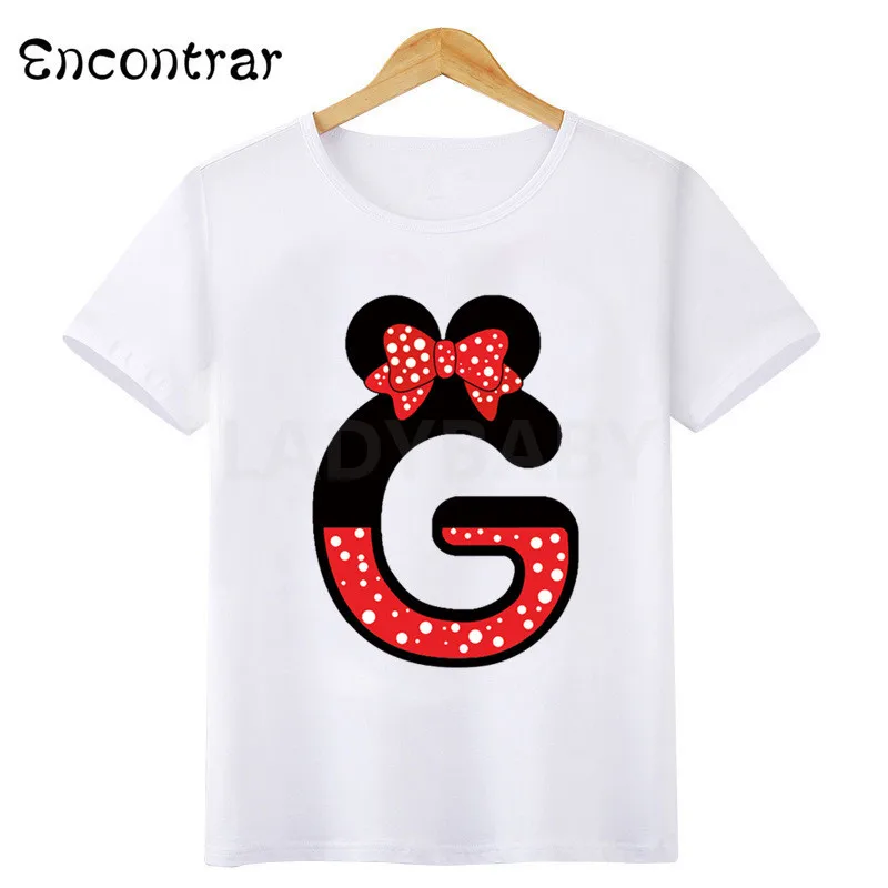Baby Girls Cute Mouse 26 Letters Print T shirt Cartoon Funny Kids T-shirts Boys Clothes Children Summer Tops,HKP2463