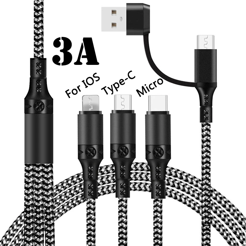 5 в 1 3 USB Type C кабель для iPhone 13 12 11 Pro Max XS зарядный 2 Micro Huawei Samsung Xiaomi | Мобильные