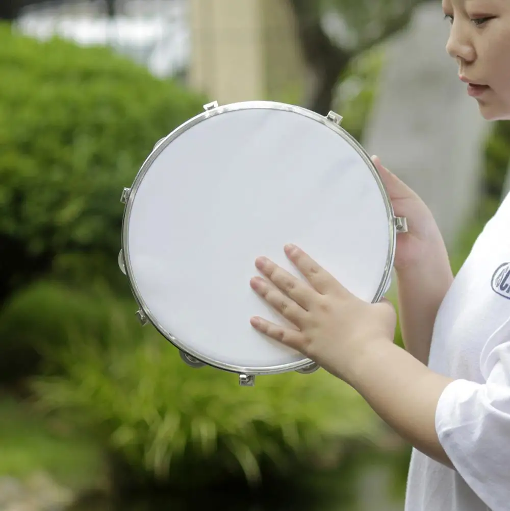 Sino de Mão Tambor Capoeira Instrumento Musical Tamborim Chocalhos 10in