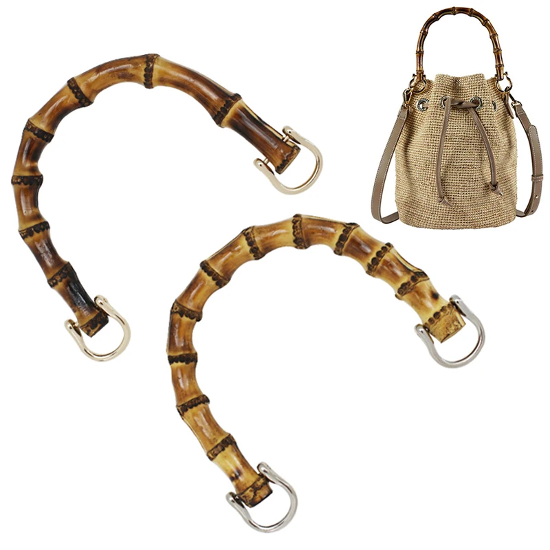 

2Color DIY Natural High-Grade Bags Handles Lady Purse U Shape Bamboo Imitation Handcrafted Handbag With Link Buckle Handle