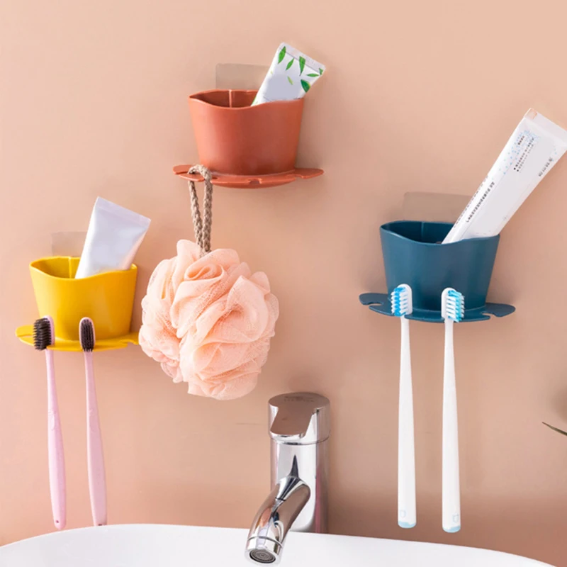 

Multifunction Wall Mounted Toothbrush Holder Toothpaste Storage Rack Bathroom Self Shavers Tooth Brush Dispenser Bath Organizer