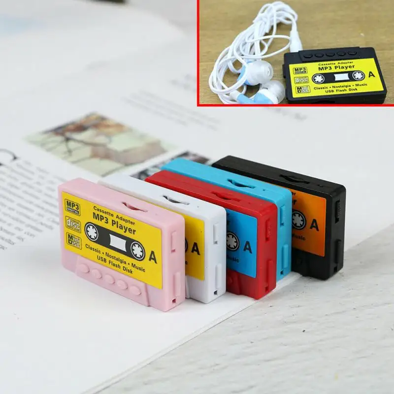 Форма кассеты мини mp3-плеер милый спортивный музыкальный плеер перезаряжаемый usb-порт Ретро MP3 Поддержка TF кардридер подарок для детей