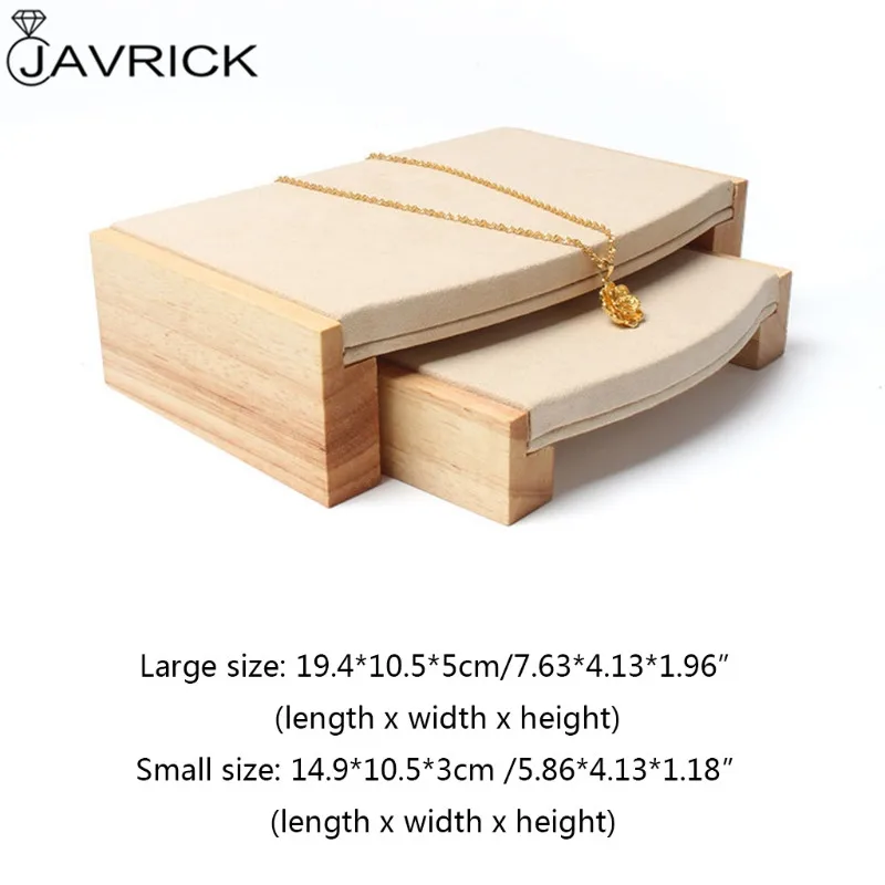

2 Pieces /set Wooden bracelet bangle Pendant Ring display stand with microfiber multifunctional jewelry Holder Showcase, Beige