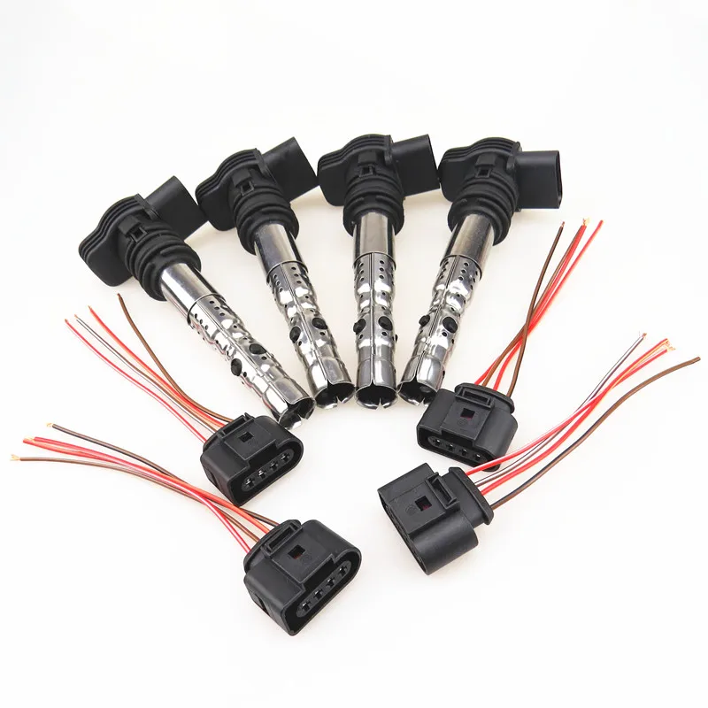 AZQFZ сопло катушки зажигания высокого напряжения + Кабельная вилка для TT A4 A6 Seat Leon