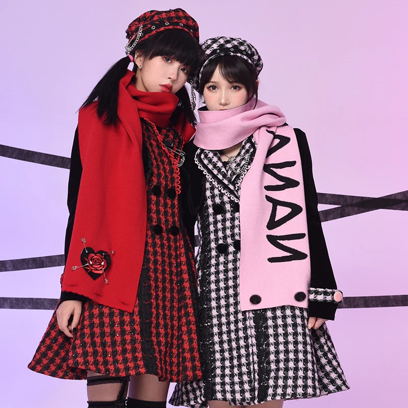 

detachable punk loose pin heart scarf lovers best friend sweet cute girls splice scarf