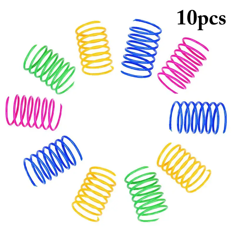 

10Pcs/Set Cat Spring Toys Creative Funny Plastic Coil Kitten Toy Gatos Interactive Toys Random Color Pet Supplies