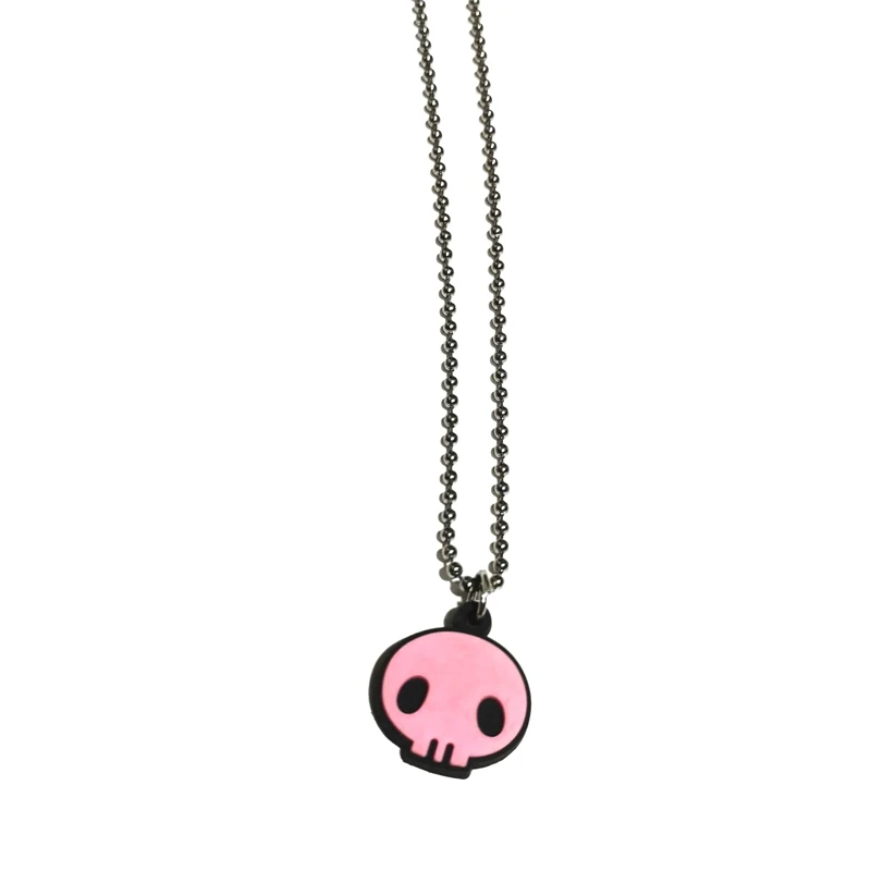 

Fashion pink skull metal street personality pendant necklace ladies men punk cute party gift retro necklace jewelry