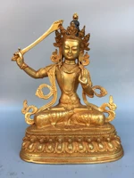 12chinese folk collection old bronze gilt manjushri raise the sword guanyin bodhisattva sitting buddha ornaments town house