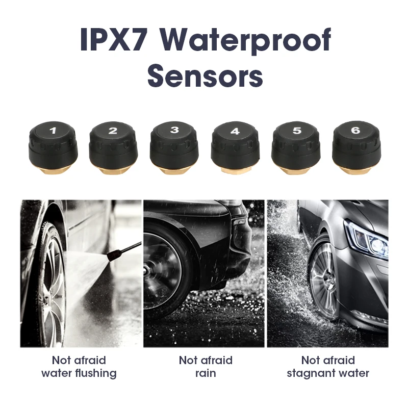 Jansite Truck TPMS Alarm Tire Pressure Sensor Monitoring System Car Tyre Pressur Solar Power Auto Security 6 sensors for RV Bus |