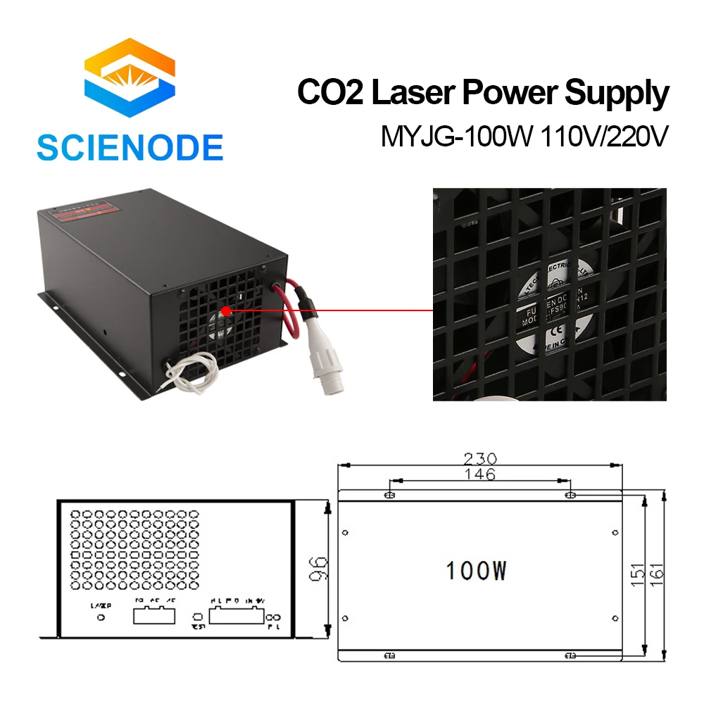 Scienode MYJG-100W 80-100W CO2 Laser Power Supply for CO2 Laser Engraving & Cutting Machine Accesories Sets 2021 Quality NEWEST enlarge
