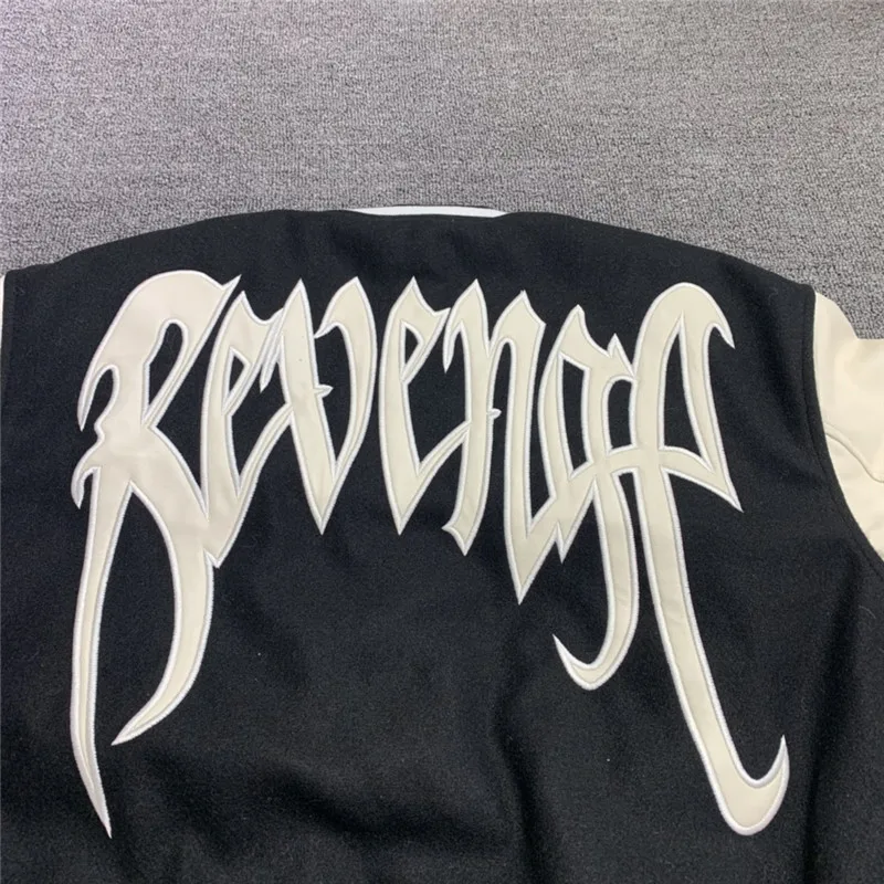 

Revenge Wool Varsity Jacket Men Women Embroidered Leather Sleeves Stitching Baseball Uniform XXXtentacion Clothes Jackets