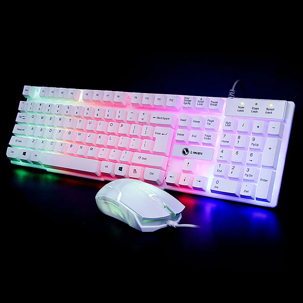 Новое поступление цветной светильник проводная клавиатура + 1200 точек/дюйм набор