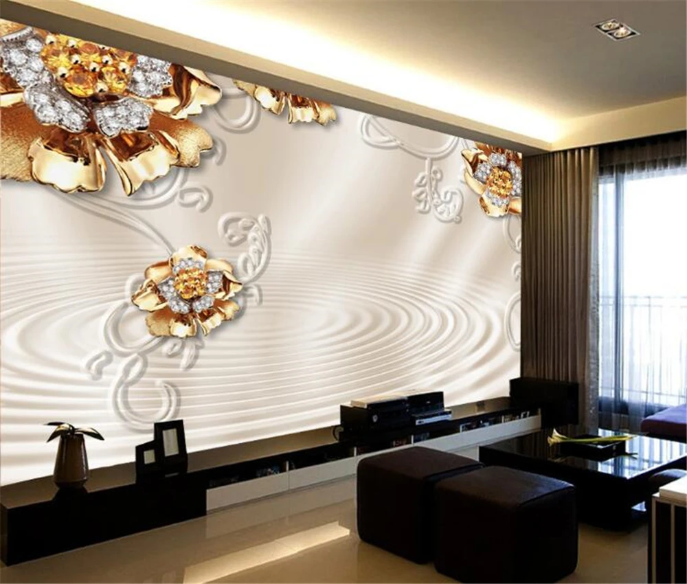 

beibehang Large custom 3d 3d diamond flower TV background living room bedroom home decoration