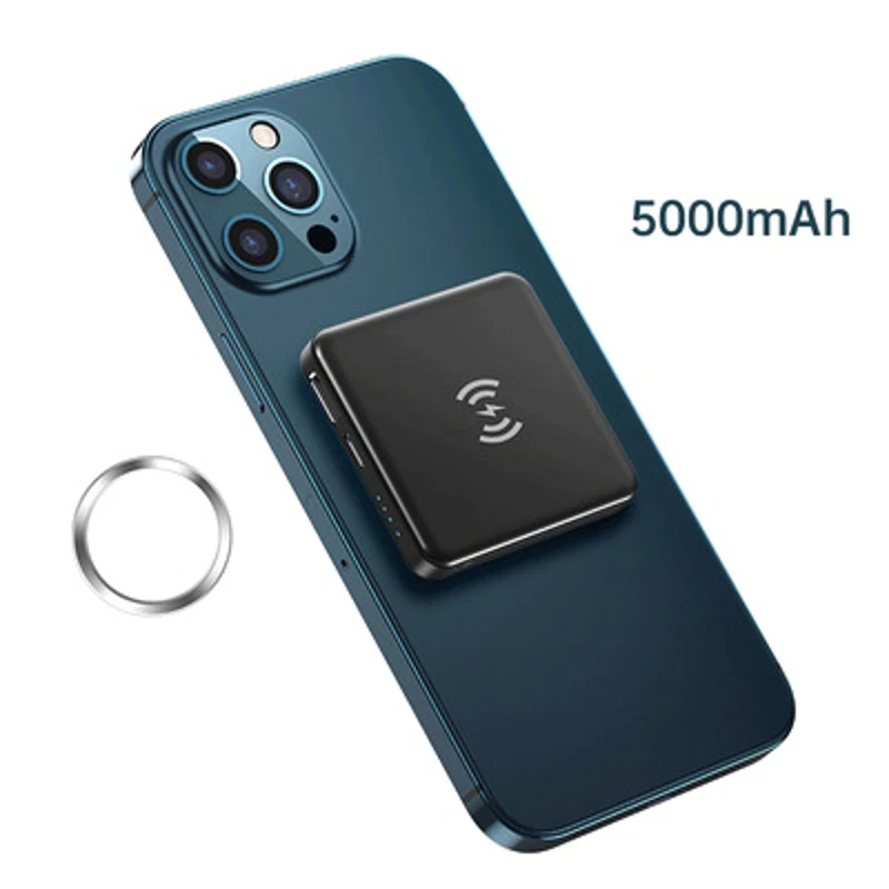 

Magnetic Wireless Power Bank, 22W 5000mAh Fast Portable Wireless Charger USB C Quick Charging External Battery for 12/12
