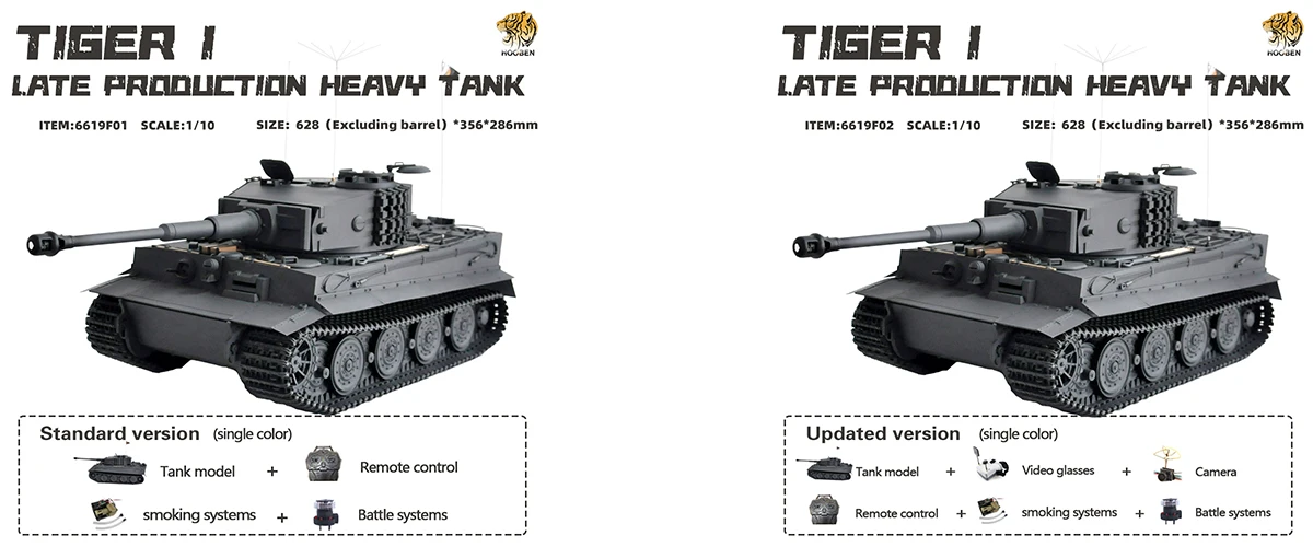 HOOBEN 1:10 RC RTR Танк TigerI позднего производства Wittmann тяжелый танк Второй мировой войны на радиоуправлении полная функция AFV, готов к запуску