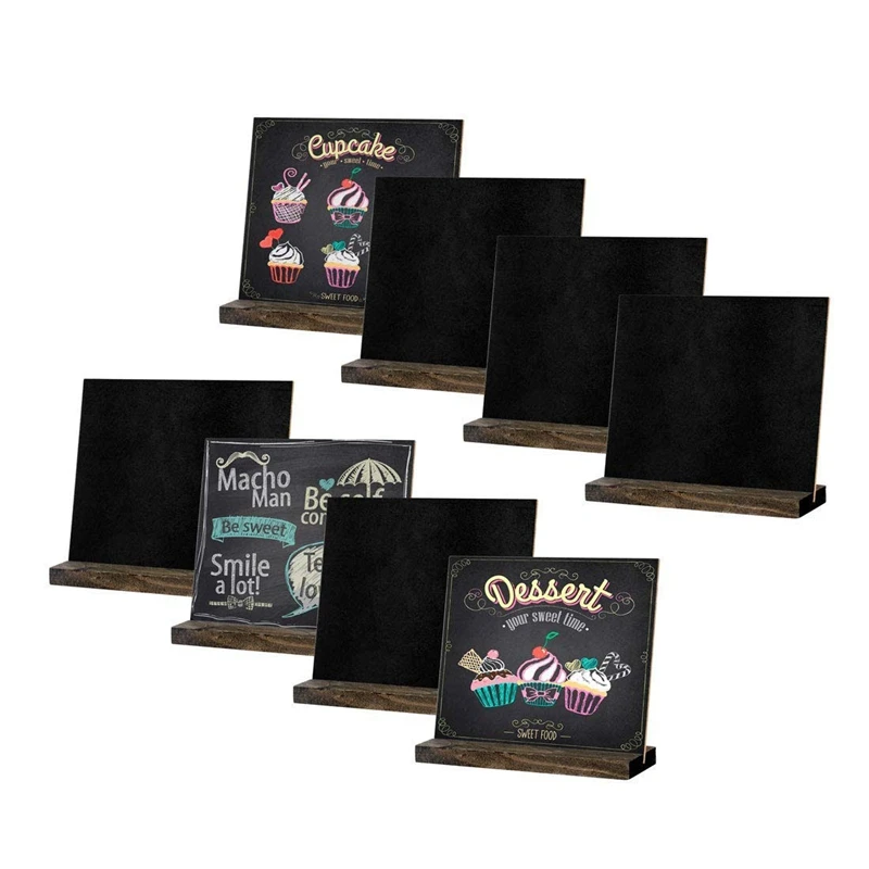 8 Pack Mini Chalkboard Signs Vintage Wooden Tabletop Sign with Base Stand Framed Message Small for | Дом и сад