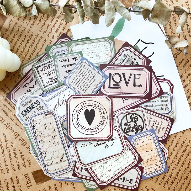 

Vintage material sticker DIY scrapbooking junk journal base collage mobile diary happy plan gift sealing decoration stickers