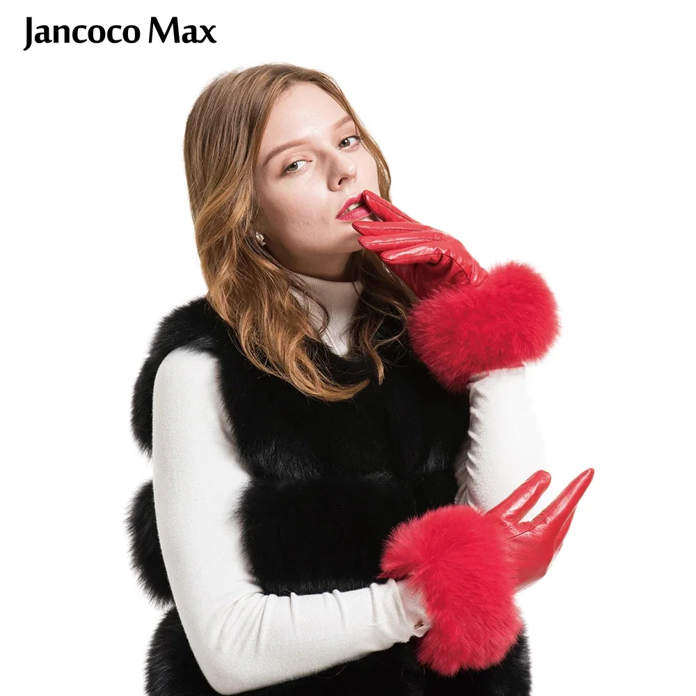 Jancoco Max перчатки из натуральной овечьей кожи с лисьим мехом женские зимние теплые