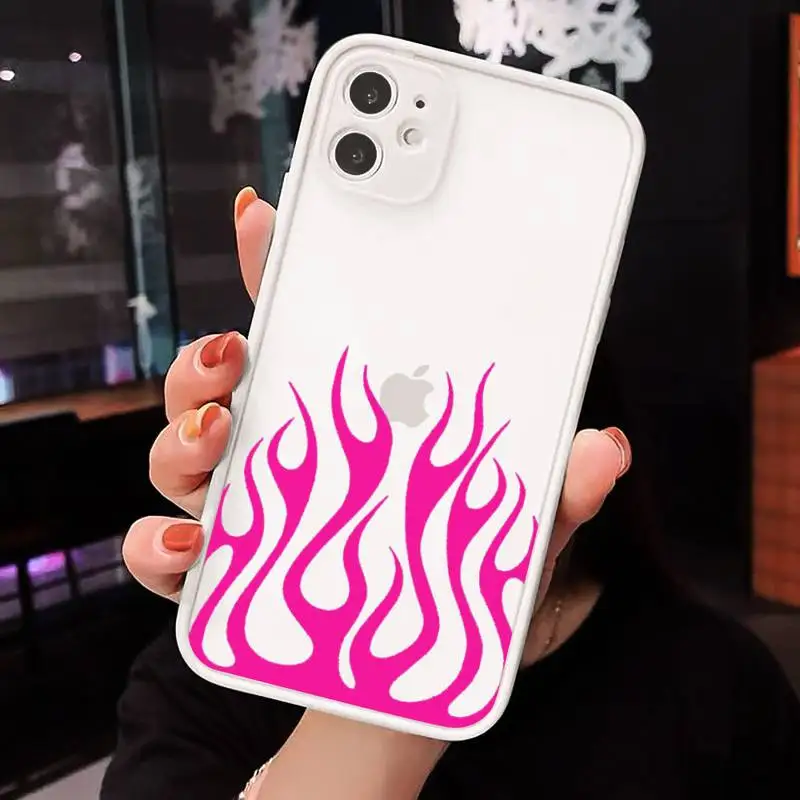 

Fashion Red Flames Fitted Phone Case Matte For iPhone 12 Mini 11 Pro XR XS Max 7 8 Plus X Hard PC Back Cover
