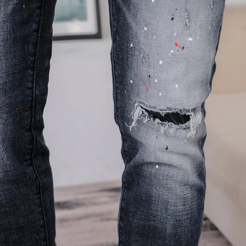 NEW High quality jeans European criminal D2 Italian brand jeans elastic jeans fit jeans denim pants zipper pencil pants