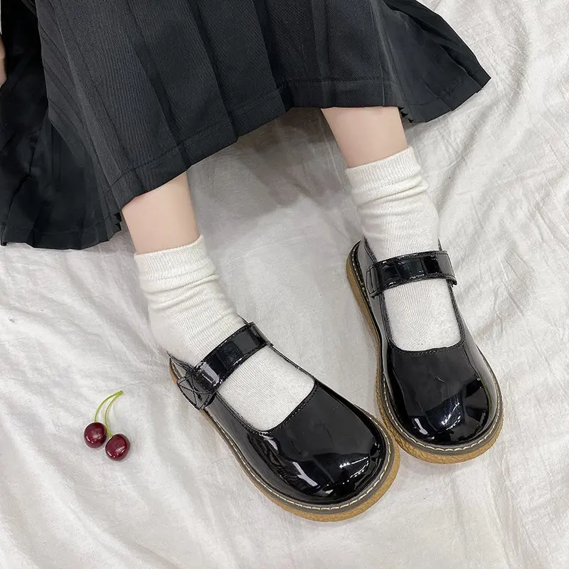 

Student Shoes College Girl Lolita Mary Jane shoes Women Creepers Cosplay Jk Heart-Shaped Japanese School Girl Loafers Vintage