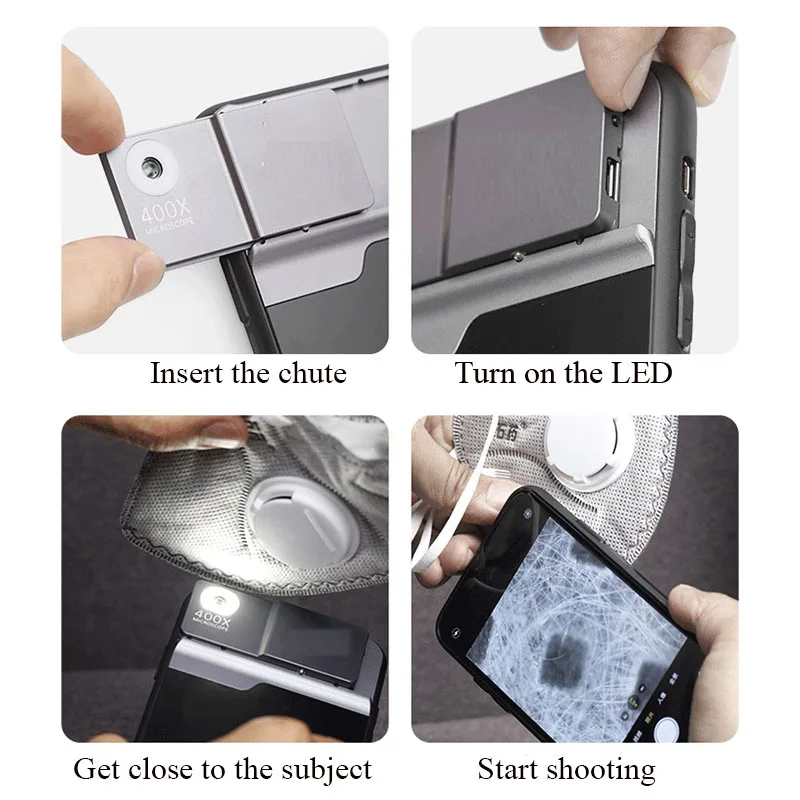 Kup Uniwersalne Zestawy Obiektywów Mikroskopowych 400X Dla IPhone 11 12 13 Pro Max MINI Z Baterią LED Przesyła światło 400X Obiektyw Optyczny DH