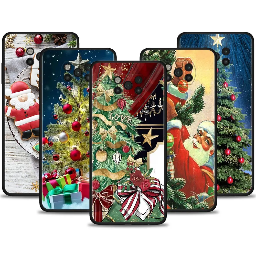 

The Christmas tree gift Silicone Phone Case for Xiaomi Poco X3 NFC M3 Pro 5G F3 GT Black TPU Phone Cover Pocophone F1 Coque Caso
