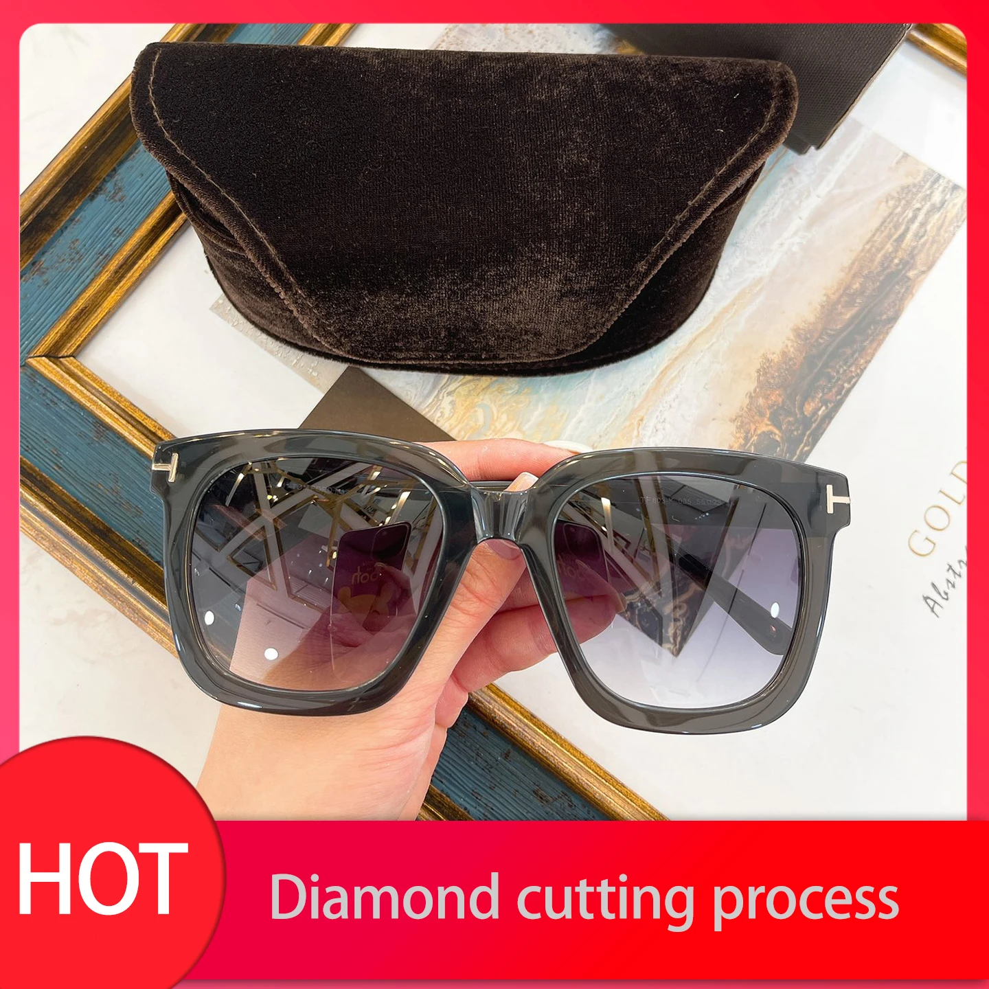 

Top Quality NewBig Frame Sunglasses Fashion Transparent Pink Travel Style UV400 Goggles TF803